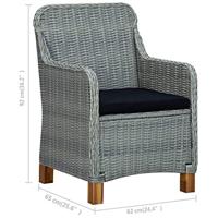 Tuinstoelen 2 st met kussens poly rattan lichtgrijs - thumbnail