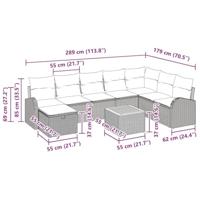 Tuinbankenset met kussen met opslag 9 pcs Grijs Poly riet - thumbnail
