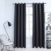 VidaXL Gordijnen verduisterend met ringen 2 st 140x175 cm antraciet - thumbnail