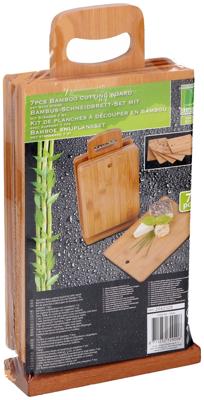 Bamboe Snijplanken Set + Houder 7-delig