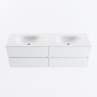 MONDIAZ VICA 150cm badmeubel onderkast Talc 4 lades. Wastafel MOON dubbel 2 kraangaten, kleur Talc. - thumbnail