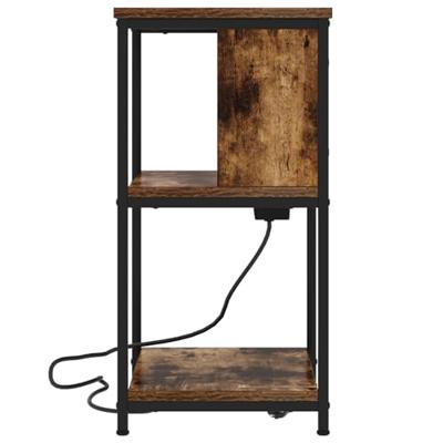 Nachtkastje 2 pcs Gerookt eiken 38 x 31 x 61 cm Bewerkt hout