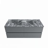 MONDIAZ VICA-DLUX 120cm badmeubel onderkast Plata 4 lades. Inbouw wastafel CLOUD dubbel 2 kraangaten, kleur Lava. - thumbnail