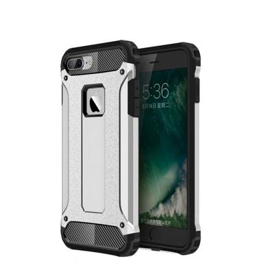 iPhone 7 Plus & 8 Plus robuust pantser TPU + Kunststof back cover Hoesje (zilverkleurig)