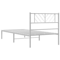 Bedframe met hoofdbord zonder matras metaal wit 75x190 cm - thumbnail