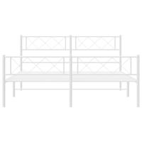Bedframe met hoofd- en voeteneinde metaal wit 140x190 cm - thumbnail