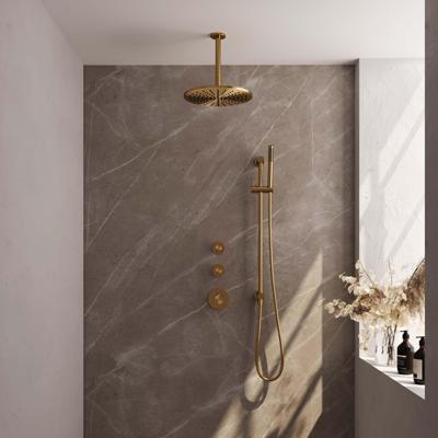 Regendoucheset Inbouw Brauer Gold Edition Thermostatisch 30 cm met Plafondarm, Glijstang en Handdouche Staaf Losse Stopkranen Geborsteld Goud Brauer Regendoucheset Inbouw Brauer Gold Edition Thermostatisch 30 cm met Plafondarm, Glijstang en Handdouche Staaf Losse Stopkranen Geborsteld Goud Brauer