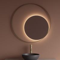 Spiegel Gliss Design Kosmos Mat Goud Rond met Frame en Indirecte LED Verlichting 100 cm Gliss Design - thumbnail
