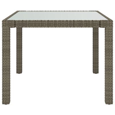 Tuintafel 90x90x75 cm gehard glas en poly rattan grijs