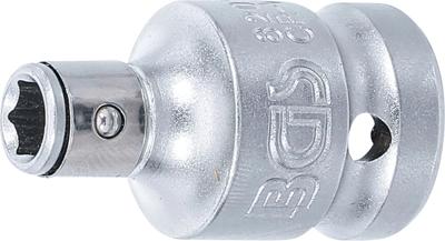 BGS technic bit adapter with retaining ball square 1/2" to hex 1/4"