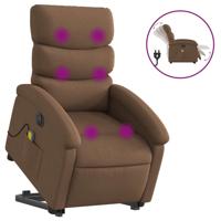 Sta-op-massagestoel elektrisch verstelbaar stof bruin - thumbnail