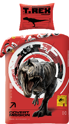 Jurassic World Dekbedovertrek rood 140 x 200 cm - polyester- 70 x 90 cm