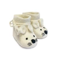 BeYoona babyslofjes vilt muis wit Maat - thumbnail