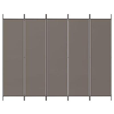 Kamerscherm met 5 panelen 250x200 cm stof antracietkleurig Kamerscherm met 5 panelen 250x200 cm stof antracietkleurig