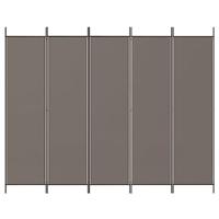 Kamerscherm met 5 panelen 250x200 cm stof antracietkleurig - thumbnail