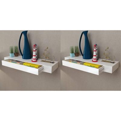 Wandplanken zwevend met lades 2 st 80 cm wit