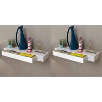 Wandplanken zwevend met lades 2 st 80 cm wit - thumbnail