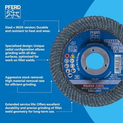 PFERD TOOLS 67689062 Z Sgp Curve Steelox Lamellenschijf Diameter 125 mm Boordiameter 22.23 mm 10 stuk(s)