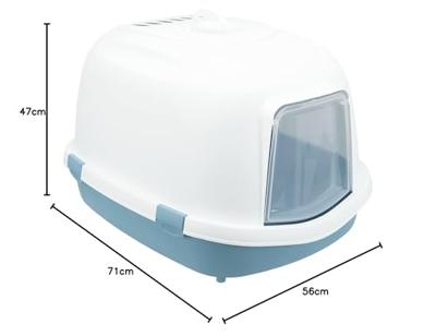 TRIXIE KATTENBAK PRIMO XXL TOP MET KAP BLAUW / WIT 71X56X47 CM - thumbnail