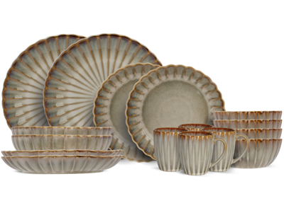 Cosy & Trendy Serviesset Astera Pearl 16-delig | 4 personen - 4 dinerborden, 4 diepe borden, 4 kommen en 4 mokken