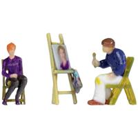NOCH 10415 H0 Schilder met model en ezel figuren Geverfd, Zittend - thumbnail