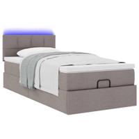Ottoman bed met matras en LED's 100x200 cm stof taupe - thumbnail