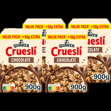 Quaker Cruesli Chocolade Ontbijtgranen Voordeelverpakking 4 x 900 gr bij Jumbo