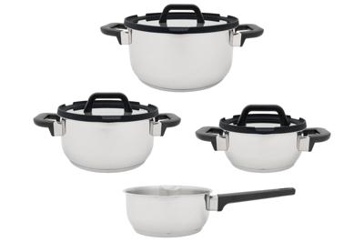 Cookinglife Pannenset Stay Cool - RVS - Kookpan Ø 16, 20, 24 cm & Steelpan Ø 16 cm + Deksels - 7 delig