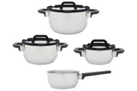 Cookinglife Pannenset Stay Cool - RVS - Kookpan Ø 16, 20, 24 cm & Steelpan Ø 16 cm + Deksels - 7 delig - thumbnail