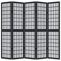 Kamerscherm met 5 panelen massief paulowniahout zwart - thumbnail