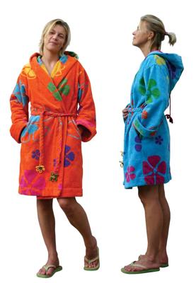 Dames badjas Sixtie's-oranje-Xl/2XL (120CM)