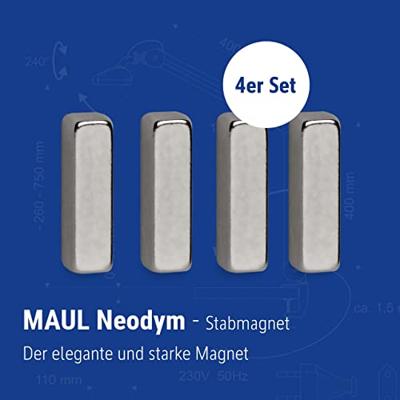 Maul Neodymium magneet MAUL (b x h x d) 15 x 4 x 4 mm Rechthoekig, Staaf Zilver 4 stuk(s) 6169096