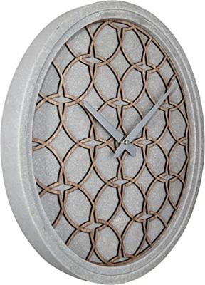 NeXtime ne-3212br wandklok dia. 39.5 cm, polyresin/hout, grijs