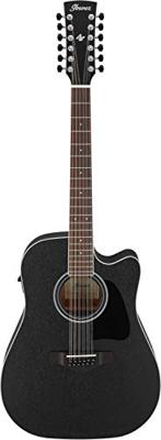 Ibanez AW8412CE Artwood Weathered Black 12-snarige elektrisch-akoestische westerngitaar