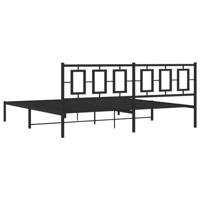 Bedframe met hoofdbord metaal zwart 193x203 cm - thumbnail