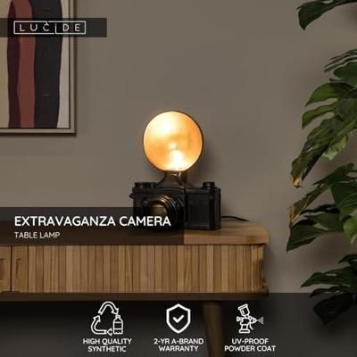 Lucide EXTRAVAGANZA CAMERA - Tafellamp - 1xE14 - Zwart