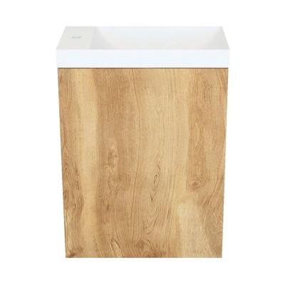 Fonteinkast Natural Oak Arcqua Luna 40x55x28 cm Incl. Fontein Mat Wit Zonder Overloop Arcqua