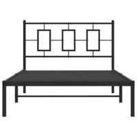 Bedframe met hoofdbord metaal zwart 107x203 cm - thumbnail