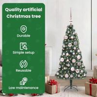 VidaXL Kunstmatige voorverlichte kerstboom met bollen set groen 120 cm - thumbnail