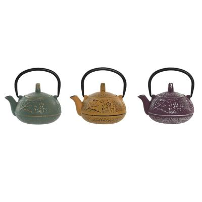 Theepot Home ESPRIT Geel Groen Lila Roestvrij staal Ijzer 300 ml (3 Stuks)
