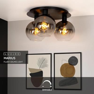 Lucide MARIUS - Plafonnière - 3xE27 - Zwart