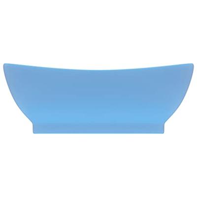 VidaXL Wastafel met overloop ovaal 58,5x39 cm keramiek mat lichtblauw