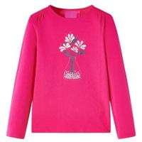 Kindershirt met lange mouwen bloemenprint 104 felroze - thumbnail