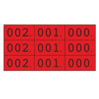 Schoen-gelijkheidsnr rood 3x nr 000-999