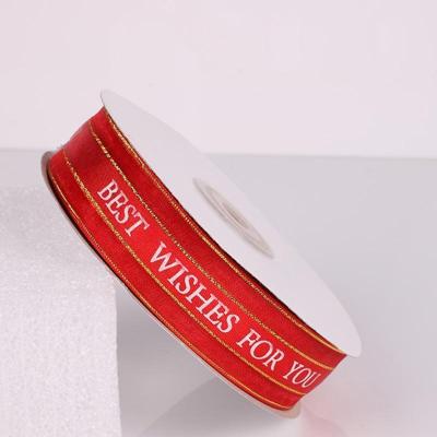 Engelse letter gekleurde gedrukte linten Phnom Penh gift boeket linten bowknot bloemen verpakking Ribands grootte: 45m x 2.5 cm (rood)