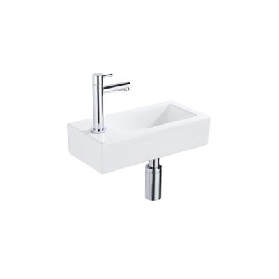 Fortifura Fuente fonteinset - 36x18.5x9cm - 1 kraangat - solid surface - fonteinkraan chroom - mat wit SW696234/SW696219/SW705498