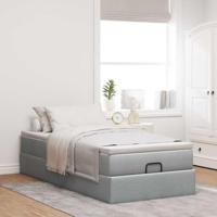 Ottoman bed met matras 100x200cm stof lichtgrijs - thumbnail
