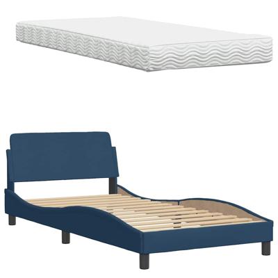 Bed met matras stof blauw 120x200 cm - thumbnail