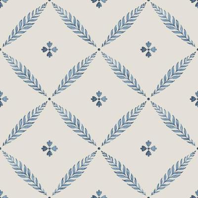 Dutch Wallcoverings Blomstermala - Henry White/Blue - Wit/Blauw