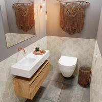 MONDIAZ ANDOR 80cm toiletmeubel washed oak. LEX 80cm wastafel talc links geen kraangat - thumbnail